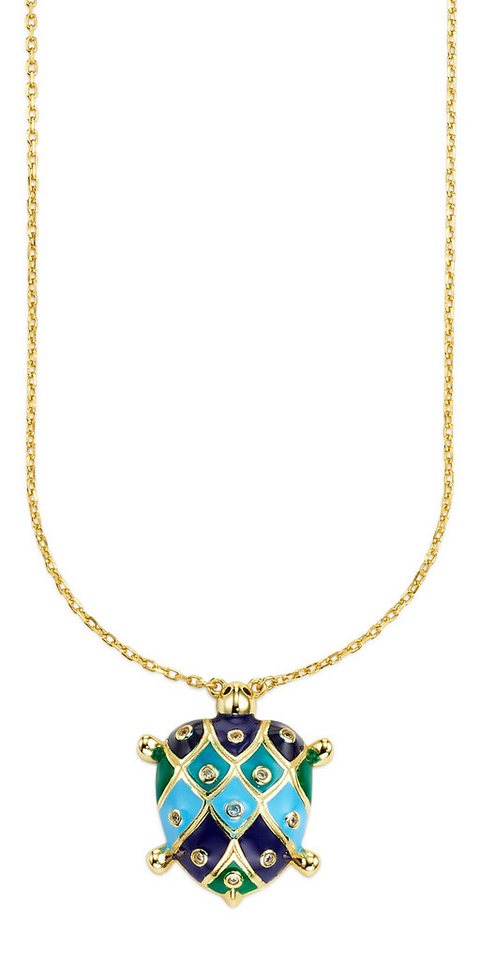 Firetti Kette mit Anhänger Silberkette gelbgoldfb. emallierter Anhänger in Schildkröten-Optik, mit Zirkonia (synth) von Firetti