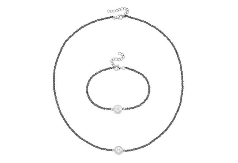 Firetti Ketten und Armband Set Multipack Schmuck Geschenk Silber 925 Armkette Halskette (Set, 2-tlg), mit Hämatit, mit Muschelkernperle von Firetti