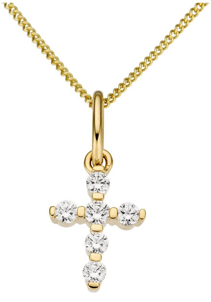 Firetti Kettenanhänger Schmuck Geschenk Gold 333 Halsschmuck Anhänger für Halskette Kreuz, mit Zirkonia (synth) von Firetti