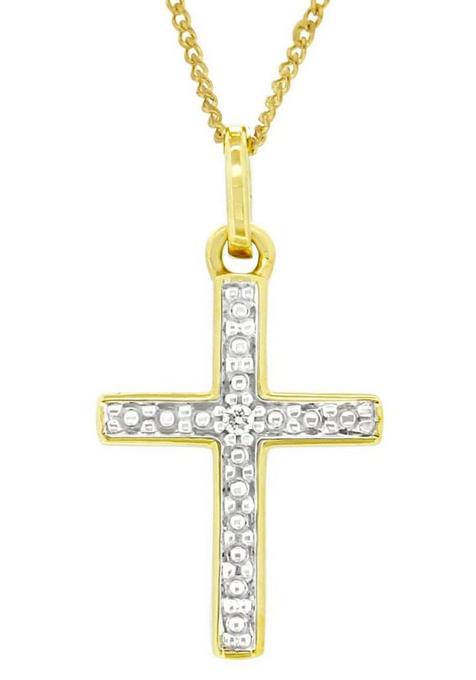 Firetti Kettenanhänger Schmuck Geschenk Gold 333 Halsschmuck Anhänger für Halskette Kreuz, mit Brillant von Firetti