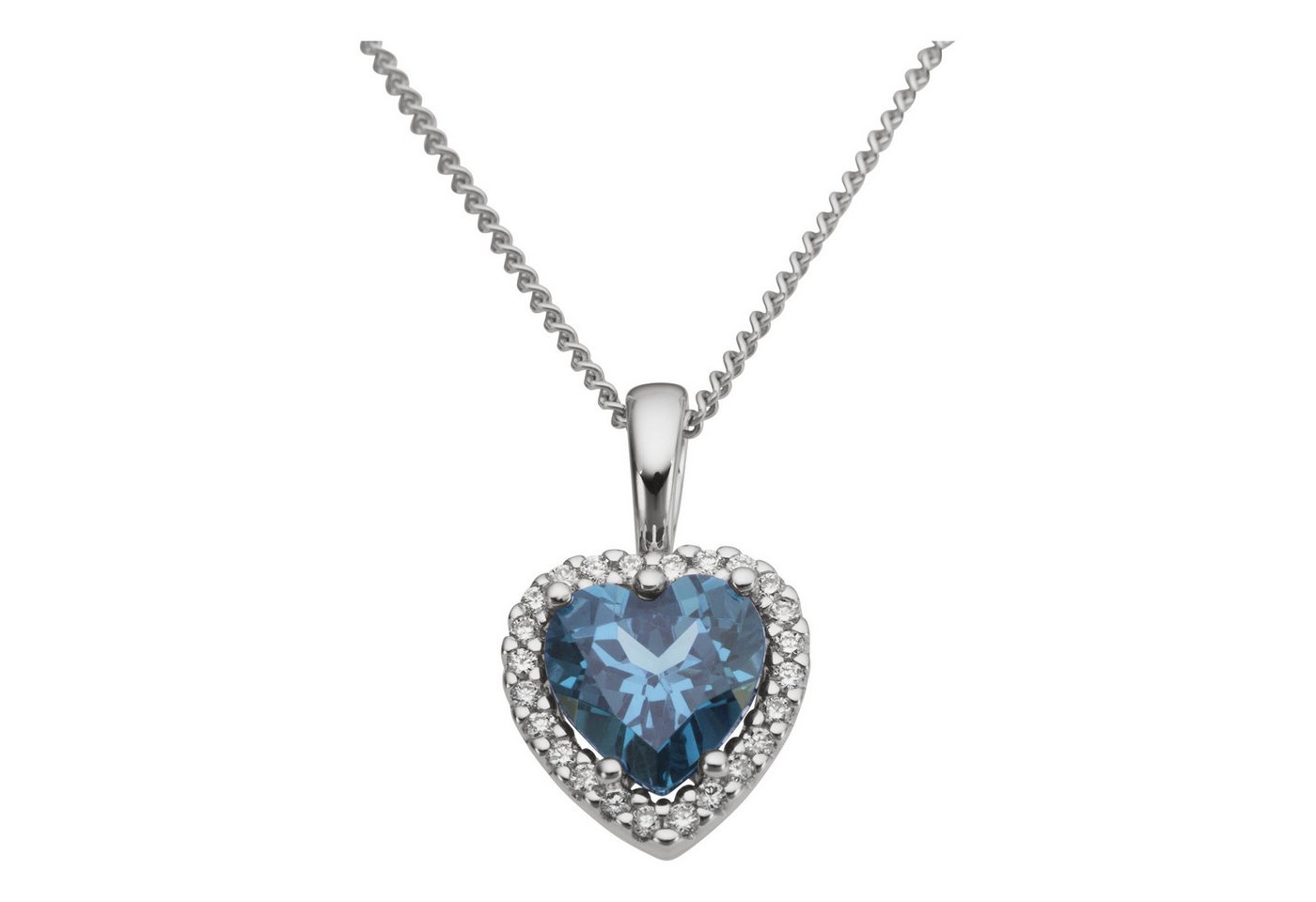 Firetti Kettenanhänger Schmuck Geschenk Gold 333 Halsschmuck Anhänger Herz, mit Blau Topas Sky Blue - mit Brillanten von Firetti