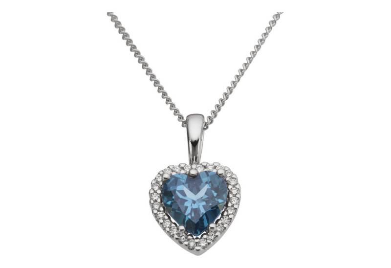 Firetti Kettenanhänger Schmuck Geschenk Gold 333 Halsschmuck Anhänger Herz, mit Blau Topas Sky Blue - mit Brillanten von Firetti