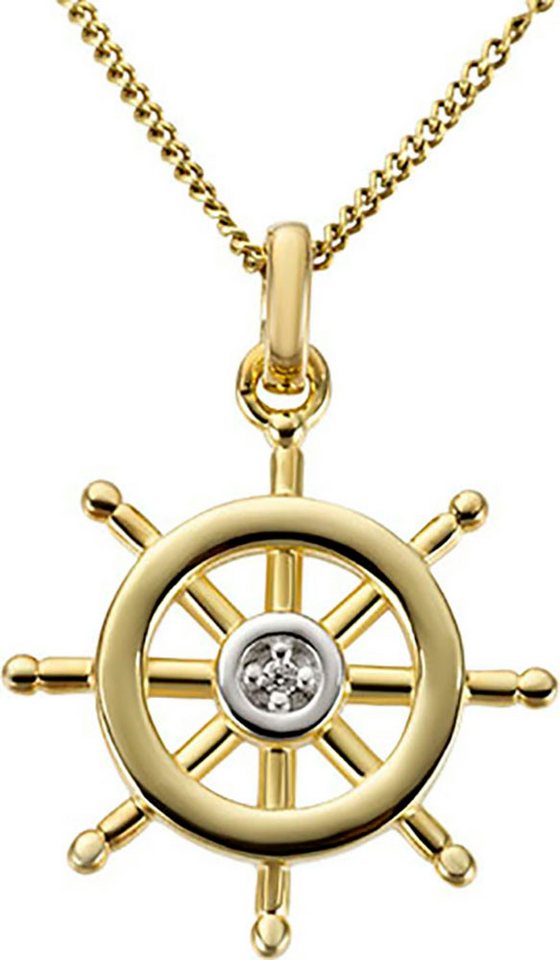 Firetti Kettenanhänger Schmuck Geschenk Gold 333 Halsschmuck Anhänger Steuerrad / Schiff, mit Diamant von Firetti