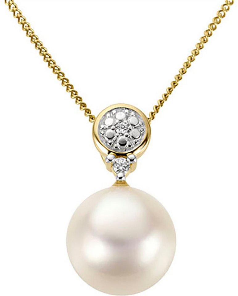 Firetti Kettenanhänger Schmuck Geschenk Gold 333 Halsschmuck Anhänger für Halskette, mit Süßwasserzuchtperle - mit Diamant von Firetti