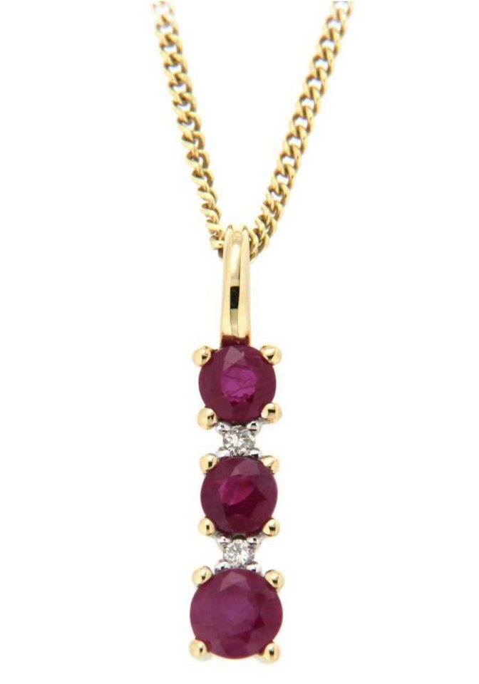 Firetti Kettenanhänger Schmuck Geschenk Gold 333 Halsschmuck Anhänger für Halskette Rubin, mit Rubinen und Brillanten von Firetti