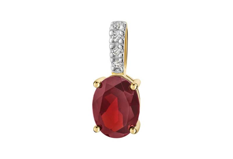 Firetti Kettenanhänger Schmuck Geschenk Gold 333 Halsschmuck Anhänger ovale Form, mit Granat, Zirkonia (synth) von Firetti