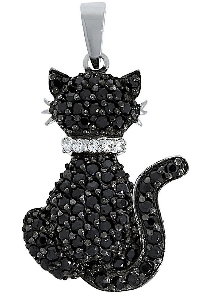 Firetti Kettenanhänger Schmuck Geschenk Silber 925 Halsschmuck Anhänger Katze, mit Zirkonia (synth) von Firetti
