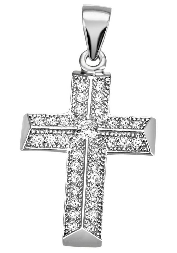 Firetti Kettenanhänger Schmuck Geschenk Silber 925 Halsschmuck Anhänger Kreuz, mit Zirkonia (synth) von Firetti