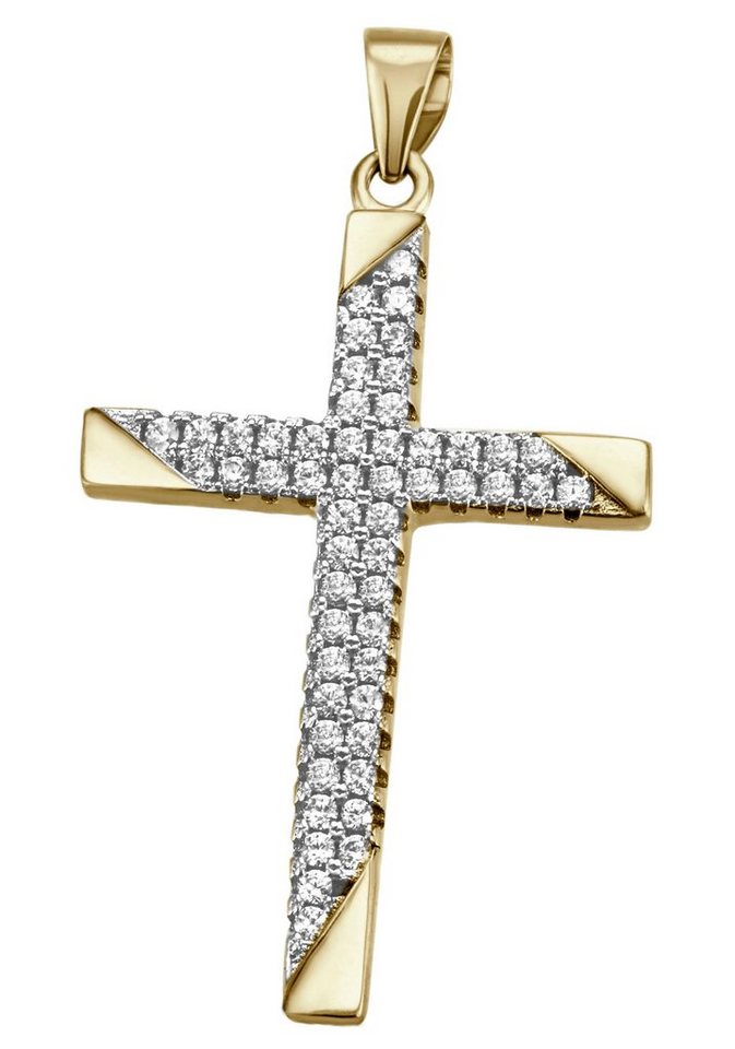 Firetti Kettenanhänger Schmuck Geschenk Silber 925 Halsschmuck Anhänger Kreuz, mit Zirkonia (synth) von Firetti