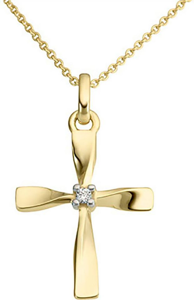 Firetti Kreuzanhänger Schmuck Geschenk Gold 333 Halsschmuck Anhänger für Kette Kreuz, mit Diamant von Firetti