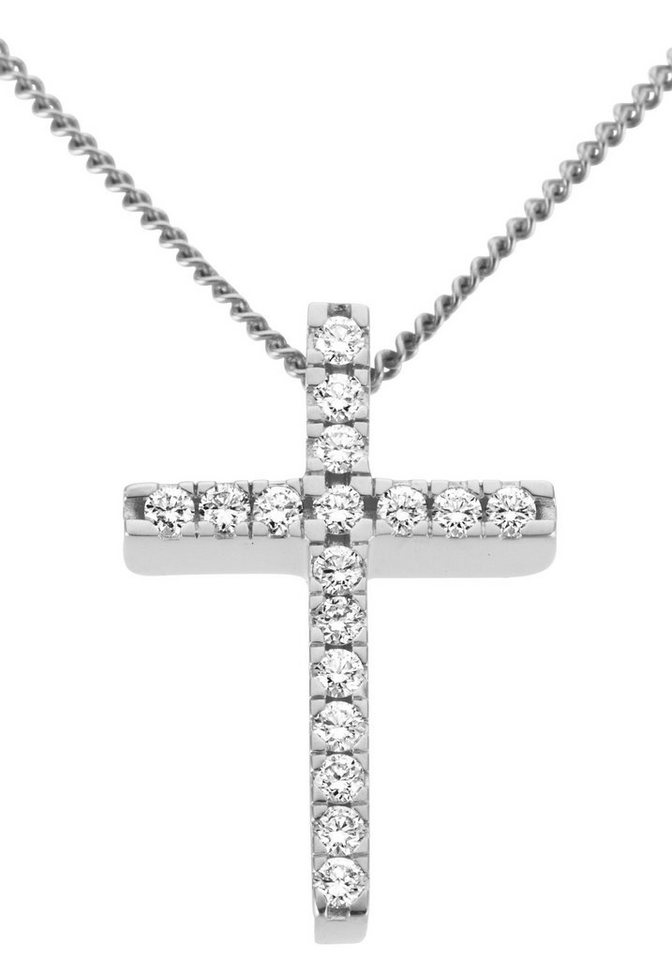 Firetti Kreuzanhänger Schmuck Geschenk Gold 585 Halsschmuck Anhänger für Halskette Kreuz, mit Brillanten von Firetti