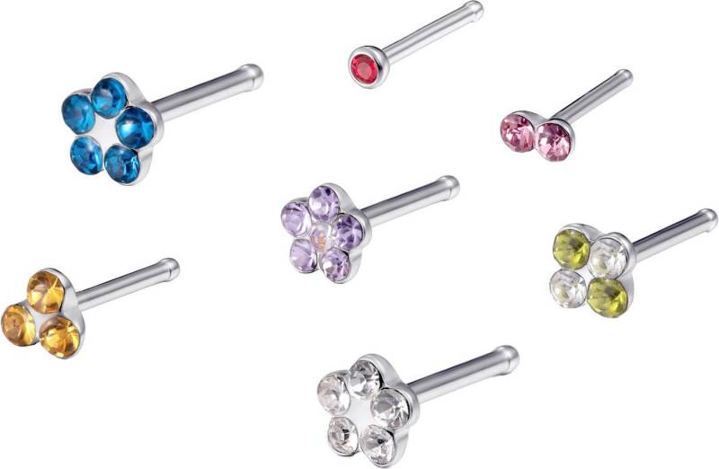Firetti Nasenpiercing-Set Multipack Schmuck Geschenk Edelstahl Piercing Nasenstecker Flower (Set, 7-tlg), mit Preciosa Crystal von Firetti