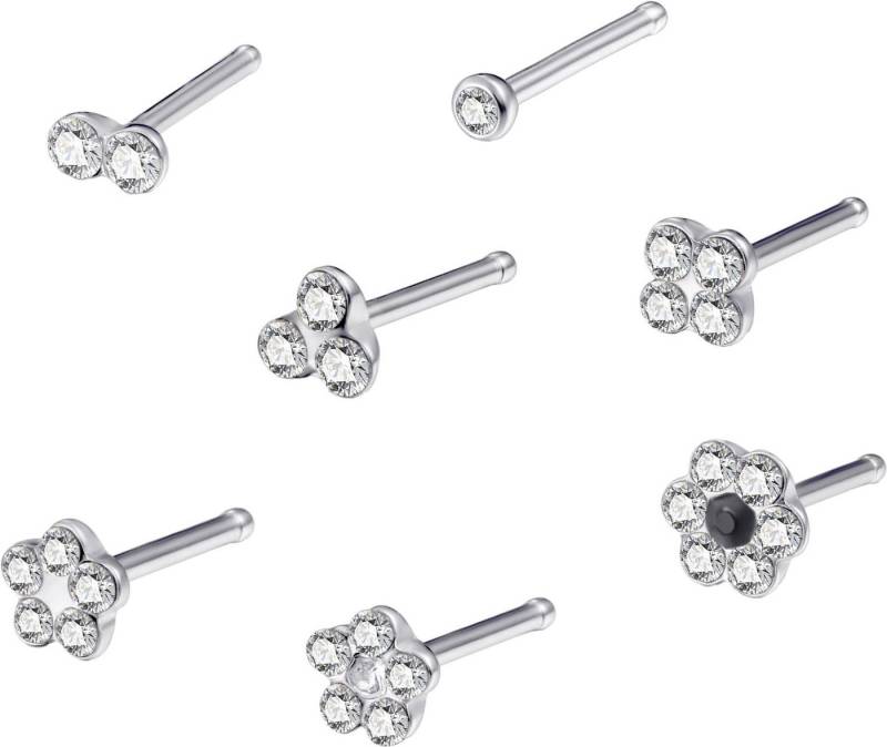 Firetti Nasenpiercing-Set Multipack Schmuck Geschenk Edelstahl Piercing Nasenstecker Flower (Set, 7-tlg), mit Preciosa Crystal von Firetti