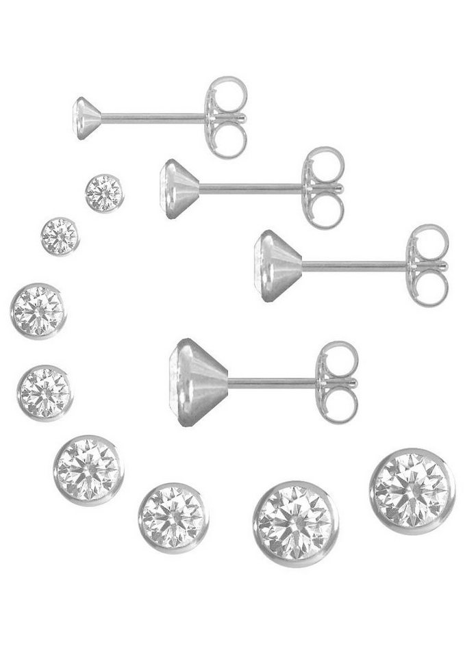 Firetti Ohrstecker-Set Multipack Schmuck Geschenk Silber 925 Ohrstecker Glitzerstein (Set, 8-tlg), mit Zirkonia (synth) von Firetti