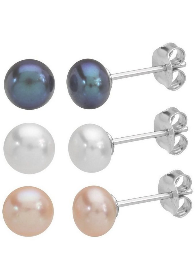 Firetti Ohrstecker-Set Multipack Schmuck Geschenk Perlohrstecker (Set, 6-tlg), mit Süßwasserzuchtperle von Firetti