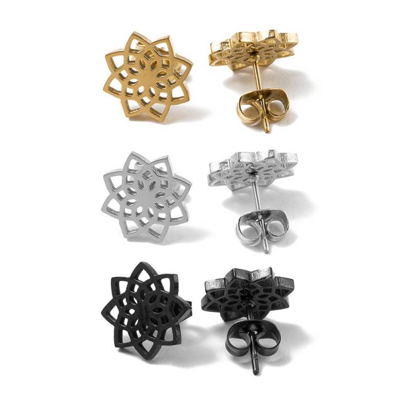 Firetti Ohrstecker-Set Multipack Schmuck Geschenk Edelstahl Ohrschmuck Ohrringe Blumen (Set, 6-tlg), Made in Germany von Firetti