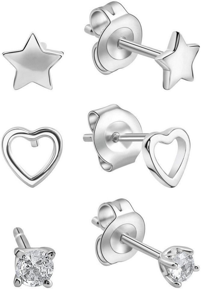 Firetti Ohrstecker-Set Multipack Schmuck Geschenk Silber 925 Ohrschmuck Ohrringe (Set, 6-tlg), mit Zirkonia (synth) von Firetti