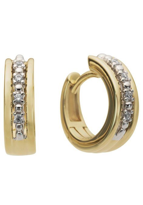 Firetti Paar Creolen Schmuck Geschenk Gold 333 Gerade, mit Brillant - Krappenfassung von Firetti