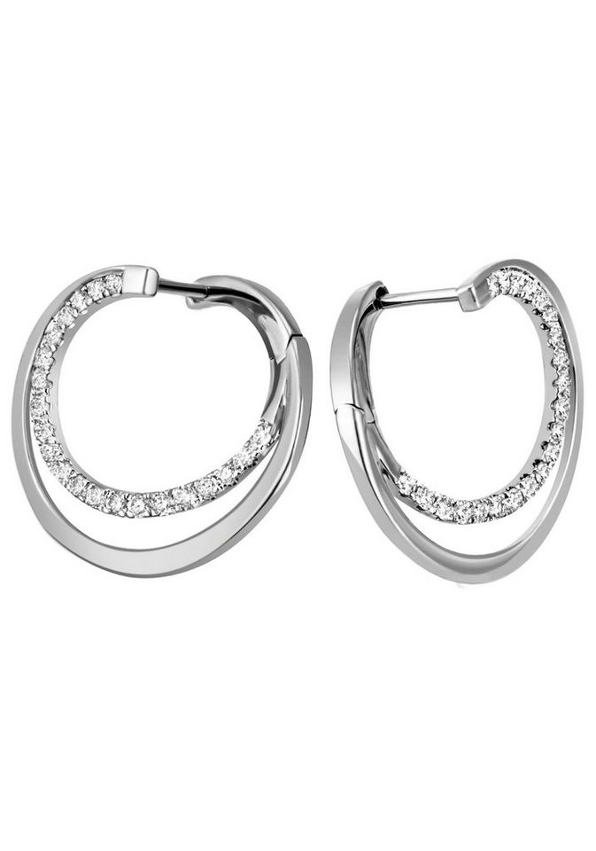 Firetti Paar Creolen Schmuck Geschenk Silber 925 Ohrschmuck geschwungen glitzernd, mit Zirkonia (synth) von Firetti