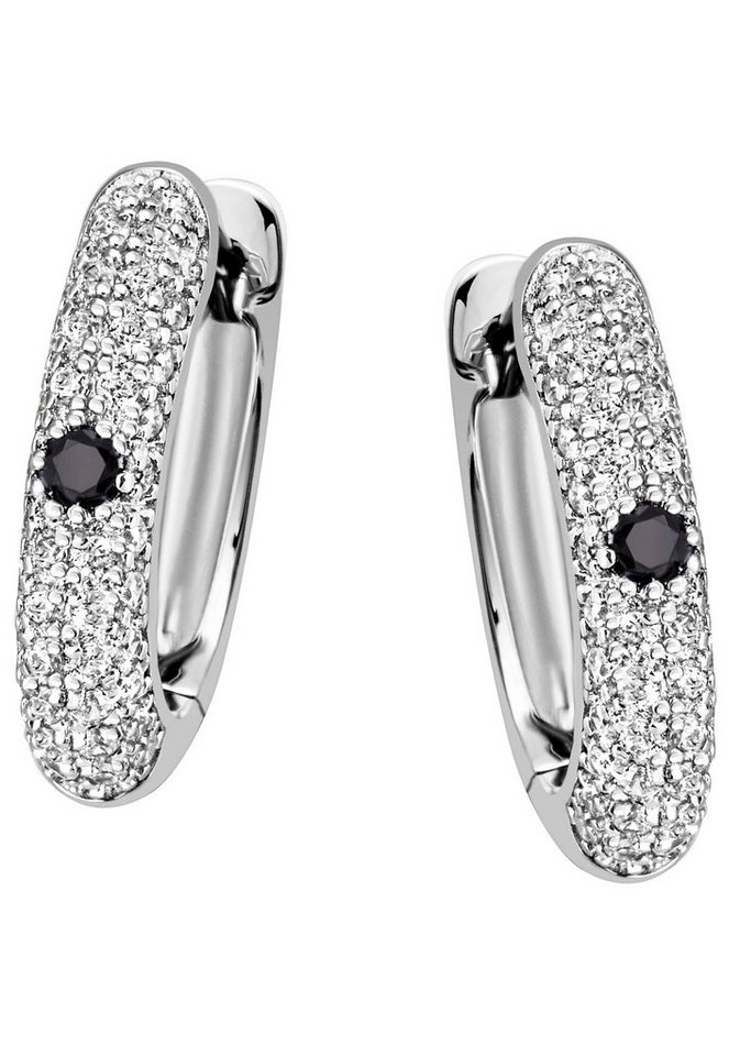 Firetti Paar Creolen Schmuck Geschenk Silber 925 Ohrschmuck mittig, mit Zirkonia (synth) von Firetti