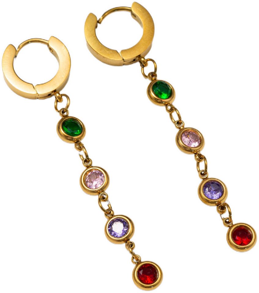 Firetti Paar Creolen Schmuck Geschenk Edelstahl Ohrschmuck Ohrringe, Made in Germany - mit Zirkonia (synth) von Firetti