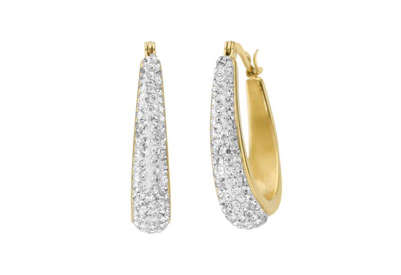 Firetti Paar Creolen Schmuck Geschenk Edelstahl Ohrschmuck Ohrringe, mit Kristallstein (synth) von Firetti