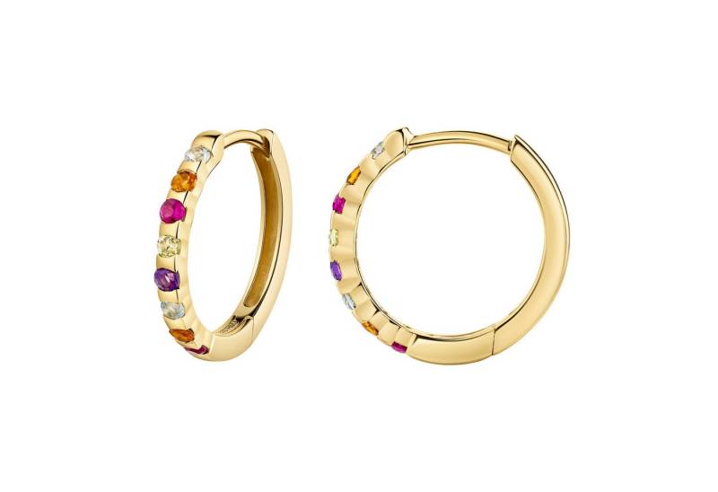 Firetti Paar Creolen Schmuck Geschenk Gold 333 Ohrschmuck Ohrringe Memoire, mit Edelsteinen von Firetti