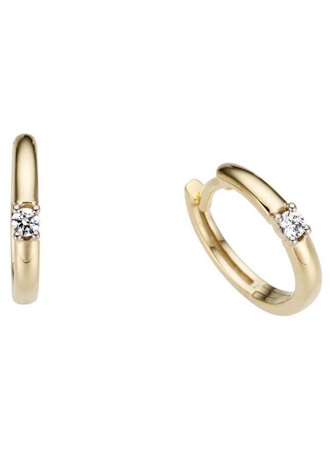 Firetti Paar Creolen Schmuck Geschenk Gold 333 Solitär, edel und massiv, teilw. rhodiniert, mit Zirkonia (synth) von Firetti