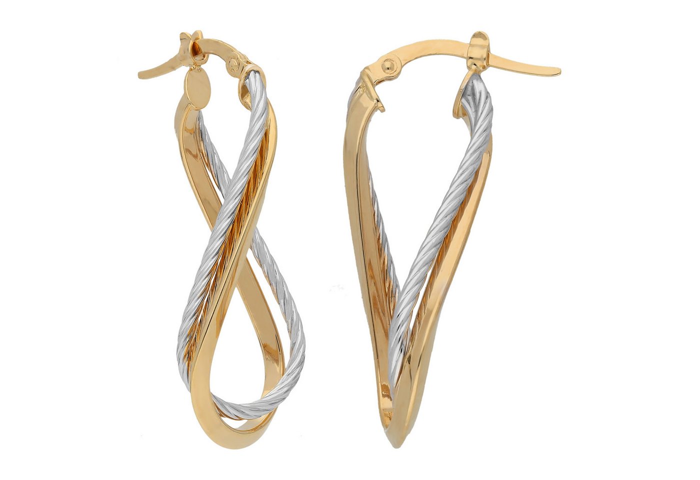 Firetti Paar Creolen Schmuck Geschenk Gold 585 Ohrringe Infinity/Unendlichkeitsschleife von Firetti