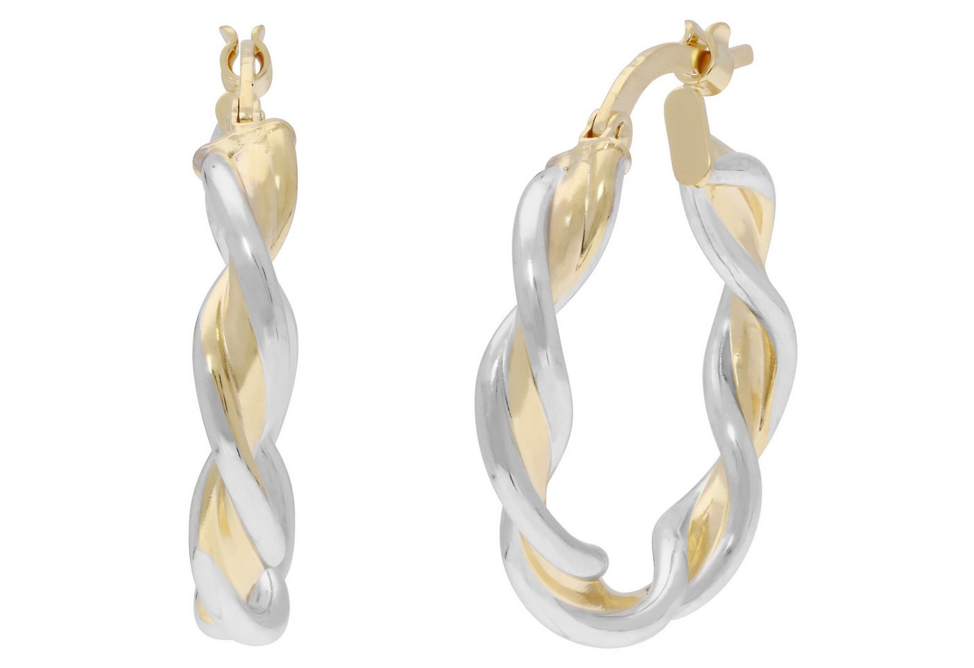 Firetti Paar Creolen Schmuck Geschenk Gold 585 Ohrschmuck Ohrringe bicolor von Firetti