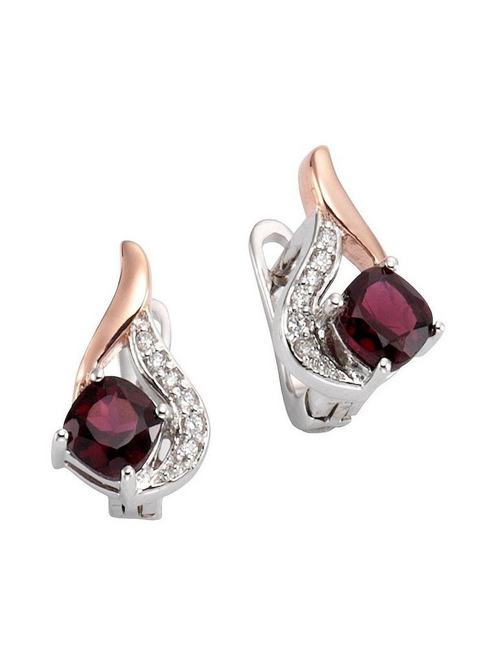Firetti Paar Creolen Schmuck Geschenk Silber 925 Bicolor-Optik, mit Granat von Firetti