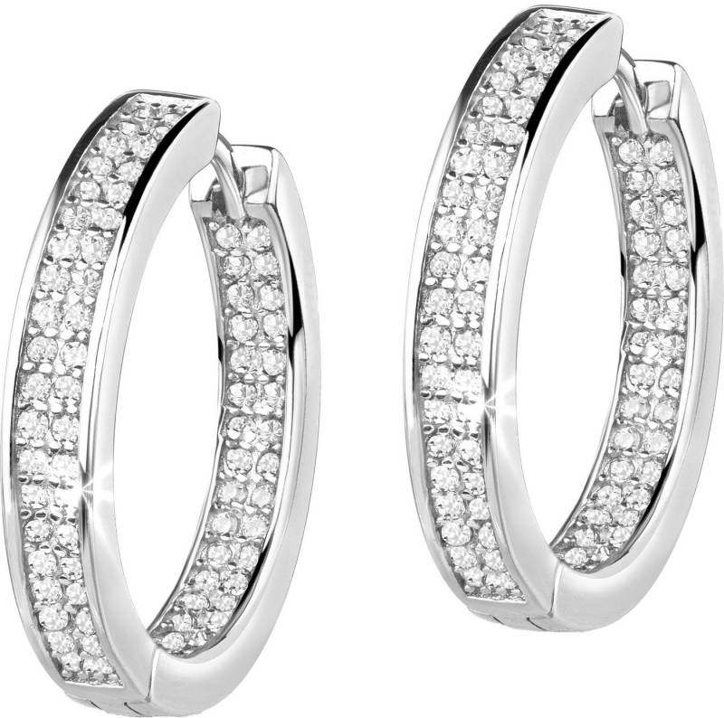 Firetti Paar Creolen Schmuck Geschenk Silber 925 Ohrschmuck Ohrringe, Made in Germany - mit Zirkonia (synth) von Firetti