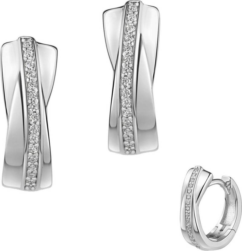 Firetti Paar Creolen Schmuck Geschenk Silber 925 Ohrschmuck Ohrringe, Made in Germany - mit Zirkonia (synth) von Firetti
