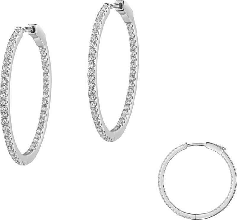 Firetti Paar Creolen Schmuck Geschenk Silber 925 Ohrschmuck Ohrringe, Made in Germany - mit Zirkonia (synth) von Firetti