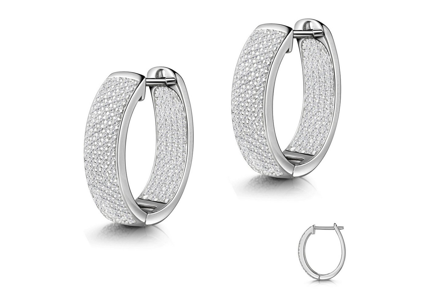 Firetti Paar Creolen Schmuck Geschenk Silber 925 Ohrschmuck Ohrringe, Made in Germany - mit Zirkonia (synth) von Firetti