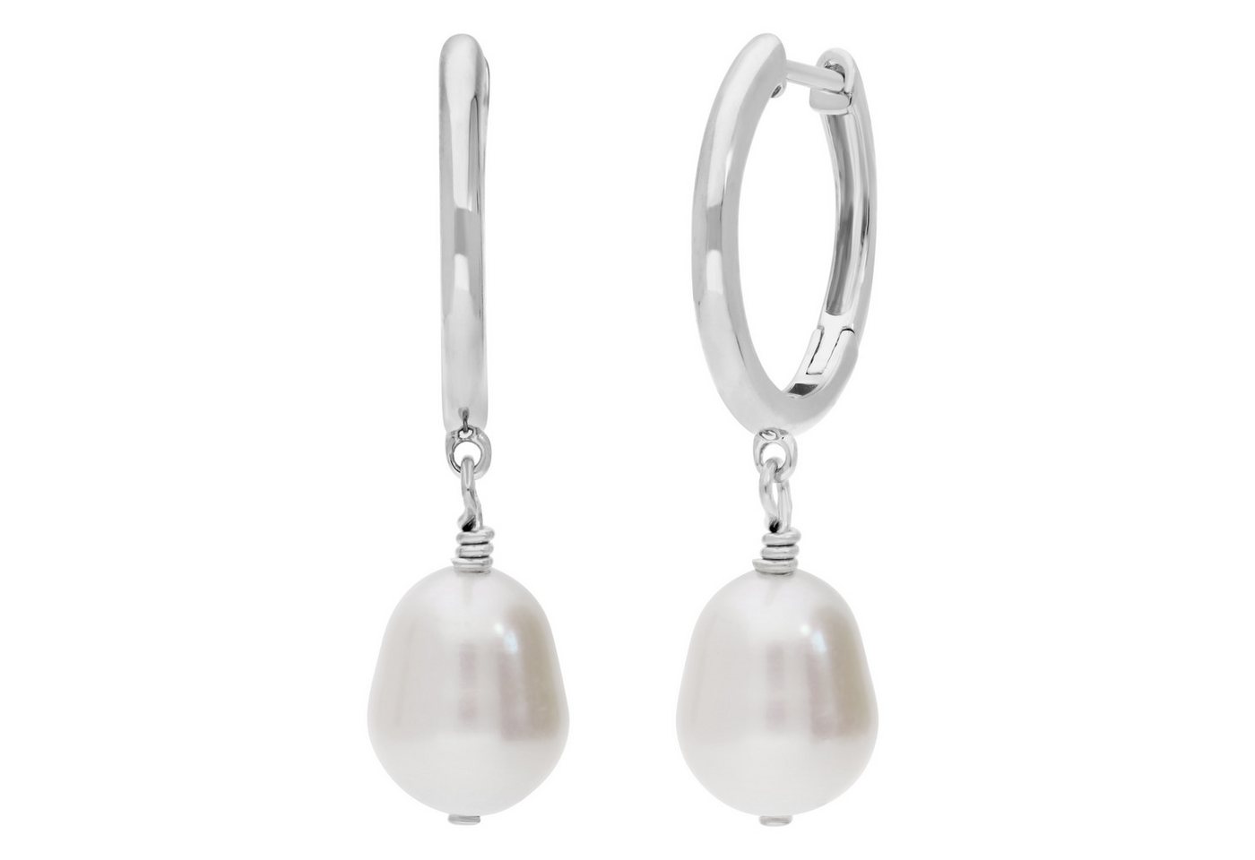 Firetti Paar Creolen Schmuck Geschenk Silber 925 Ohrschmuck Ohrringe, mit Süßwasserzuchtperle von Firetti