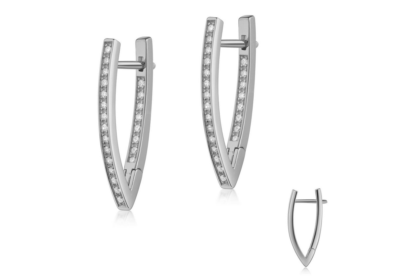 Firetti Paar Creolen Schmuck Geschenk Silber 925 Ohrschmuck Ohrringe Dreieck, Made in Germany - mit Zirkonia (synth) von Firetti