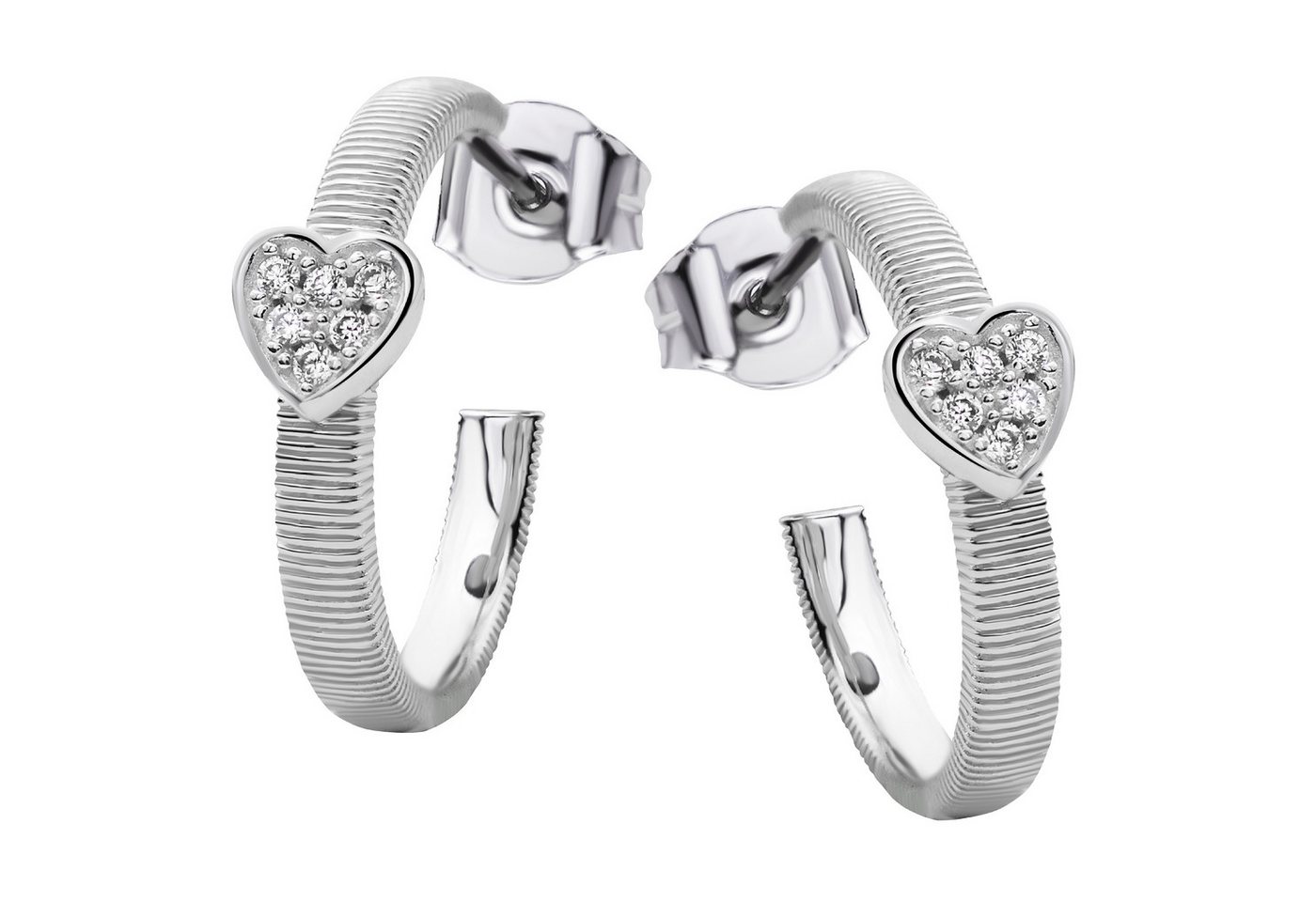 Firetti Paar Creolen Schmuck Geschenk Silber 925 Ohrschmuck Ohrringe Herz, mit Zirkonia (synth) von Firetti