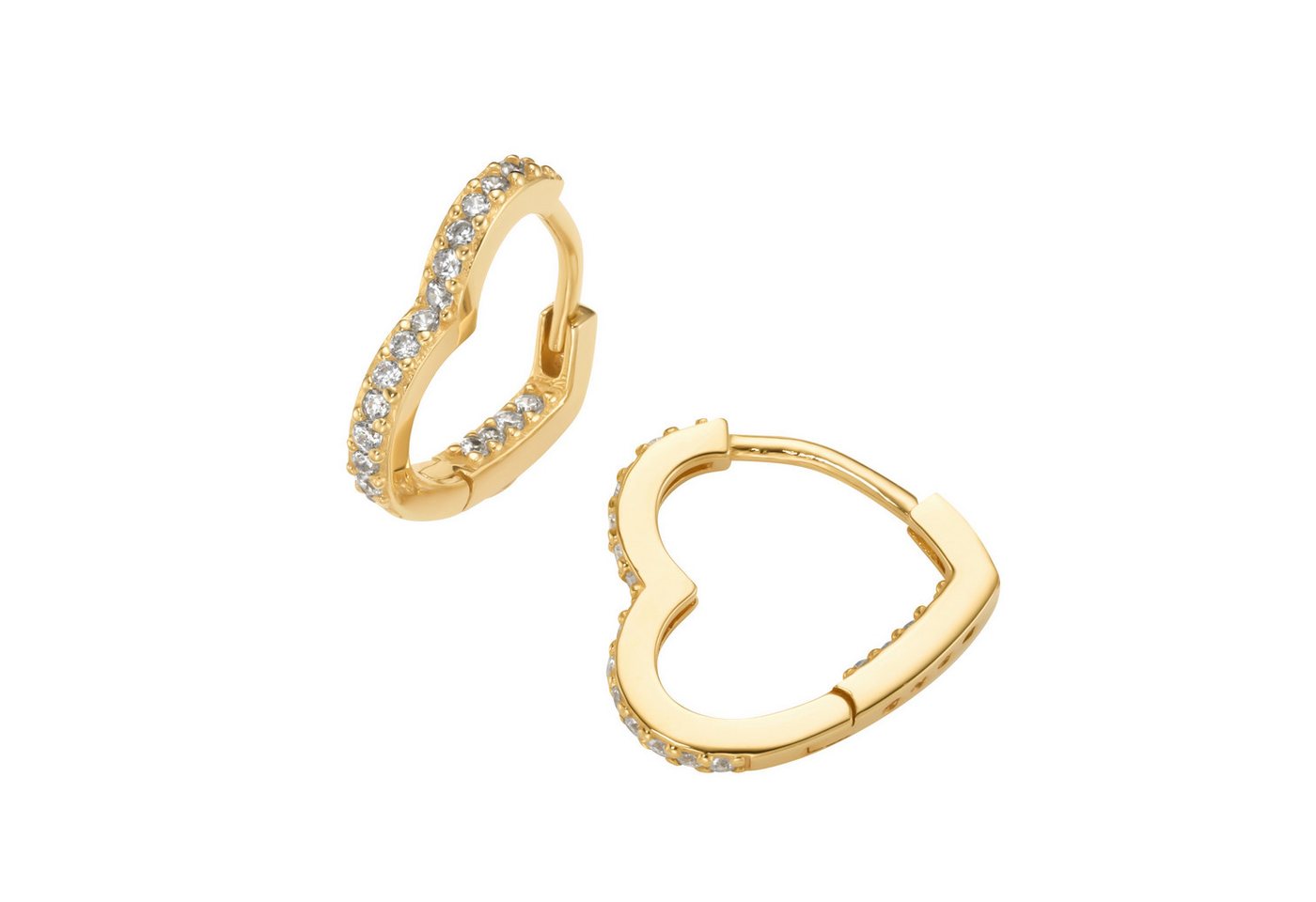 Firetti Paar Creolen Schmuck Geschenk Silber 925 Ohrschmuck Ohrringe Herzförmig, mit Zirkonia (synth) von Firetti