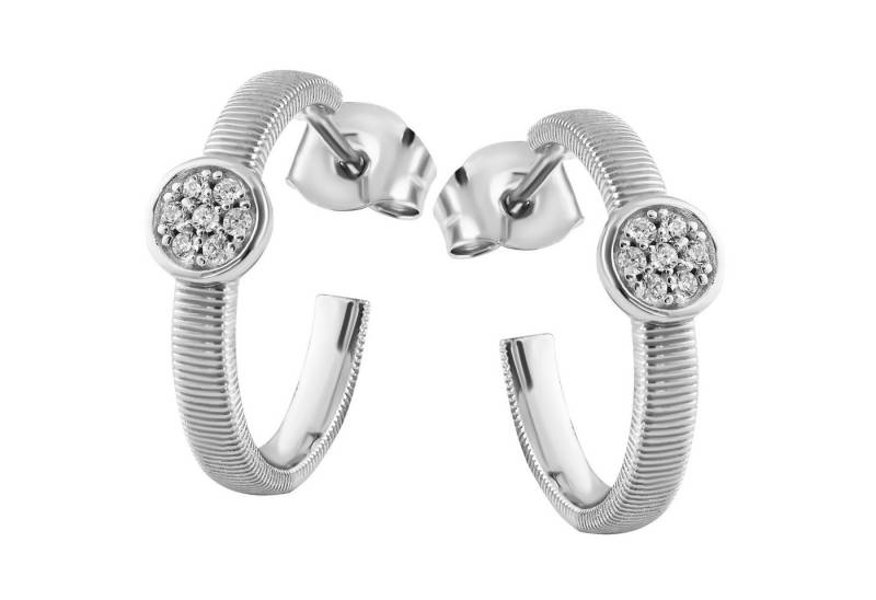 Firetti Paar Creolen Schmuck Geschenk Silber 925 Ohrschmuck Ohrringe Kreis Solitäroptik, mit Zirkonia (synth) von Firetti