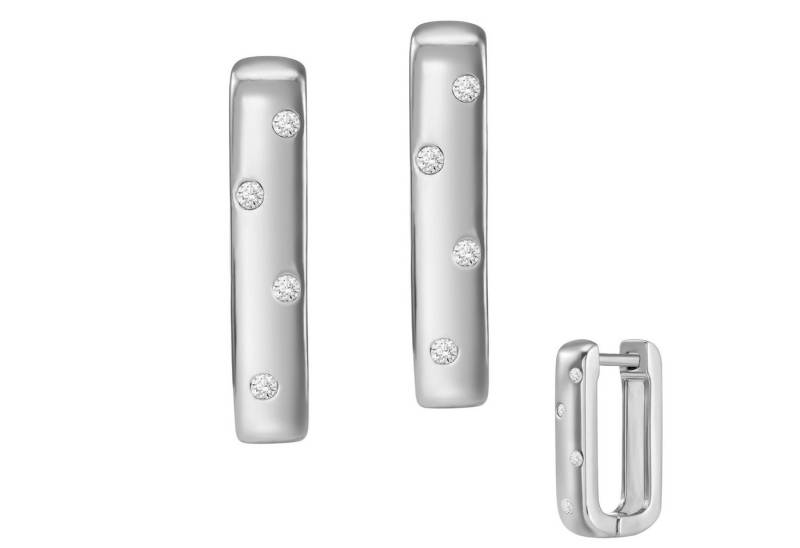 Firetti Paar Creolen Schmuck Geschenk Silber 925 Ohrschmuck Ohrringe Rechteck, Made in Germany - wahlweise mit oder ohne Zirkonia Firetti Paar Creolen Schmuck Geschenk Silber 925 Ohrschmuck Ohrringe Rechteck, Made in Germany - wahlweise mit oder ohne Zirkonia von Firetti