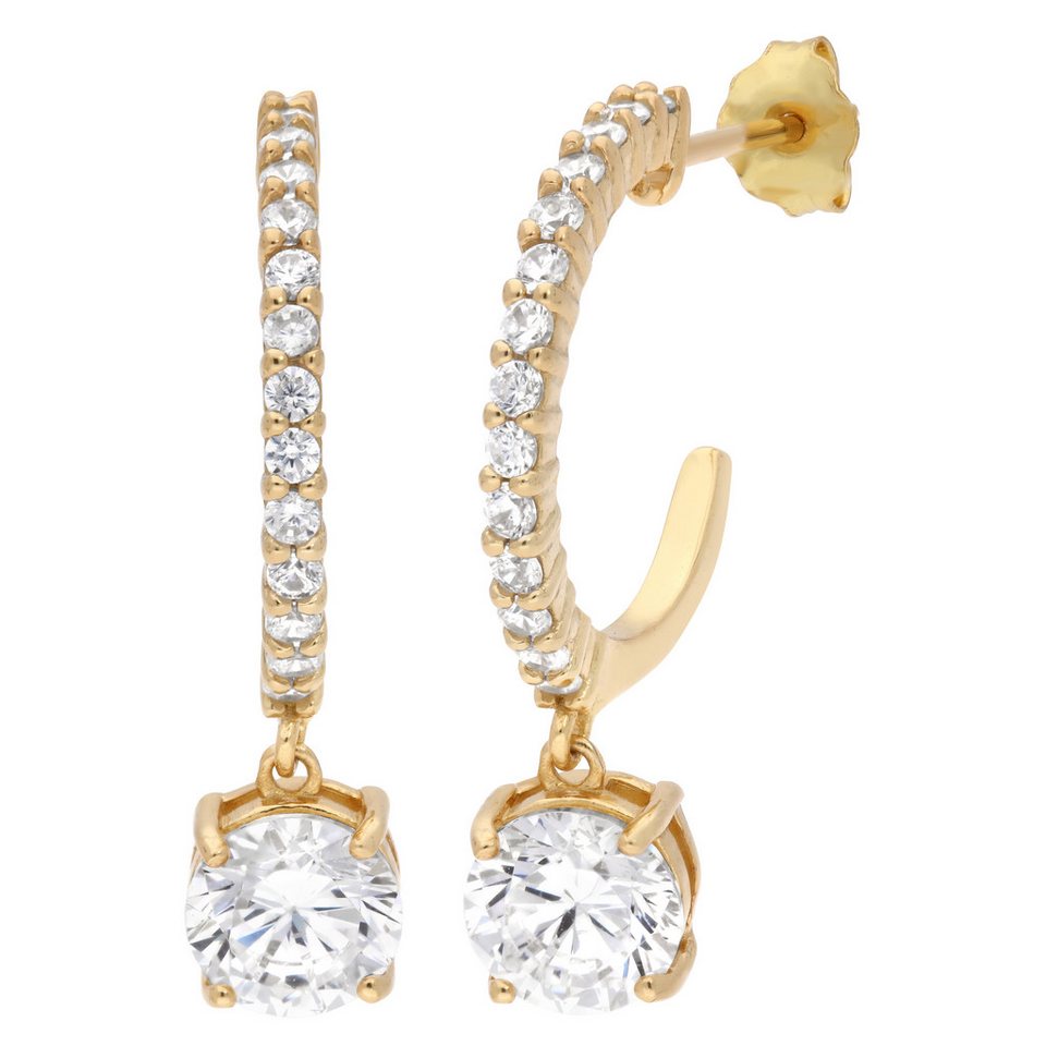 Firetti Paar Creolen Schmuck Geschenk Silber 925 Ohrschmuck Ohrringe Stäbchen Form, mit Zirkonia (synth) von Firetti