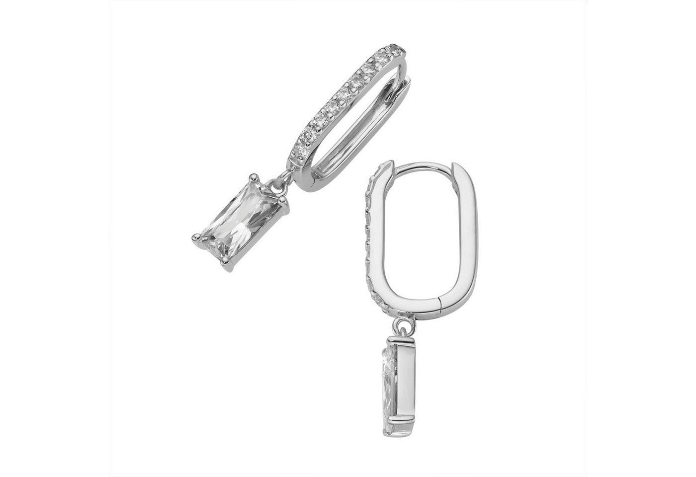 Firetti Paar Creolen Schmuck Geschenk Silber 925 Ohrschmuck Ohrringe baquetteförmig, mit Zirkonia (synth) von Firetti