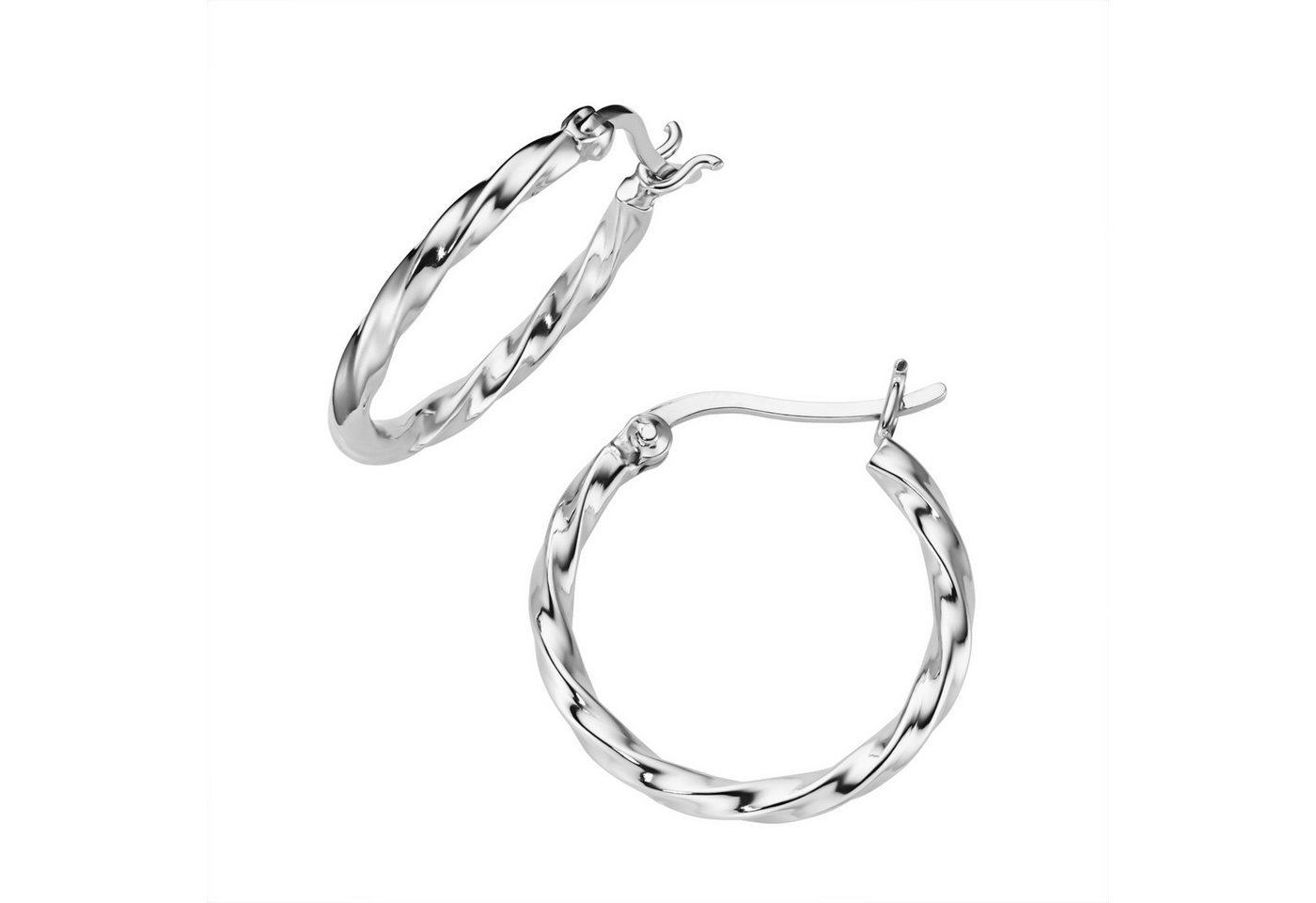 Firetti Paar Creolen Schmuck Geschenk Silber 925 Ohrschmuck Ohrringe gekordelt strukturiert von Firetti