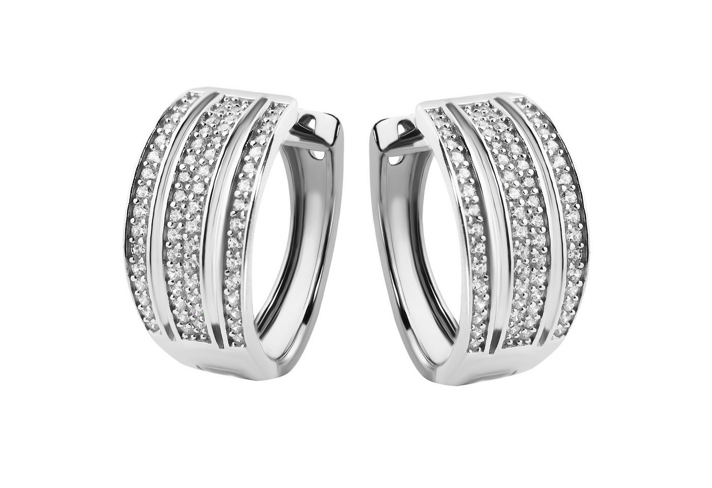 Firetti Paar Creolen Schmuck Geschenk Silber 925 Ohrschmuck Ohrringe mehrreihig, mit Zirkonia (synth) von Firetti