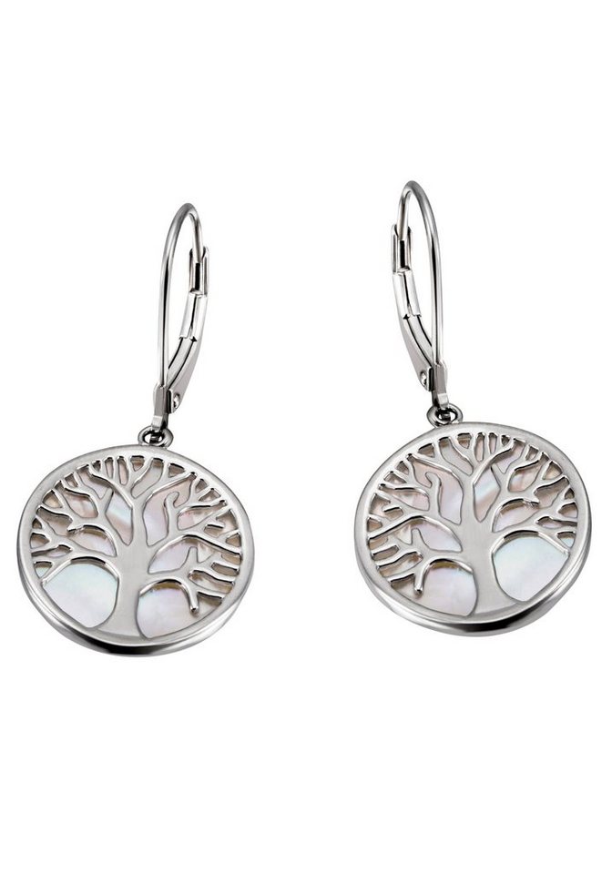 Firetti Paar Ohrhänger Schmuck Geschenk Silber 925 Ohrschmuck Patentbrisur Baum, mit Perlmutt von Firetti
