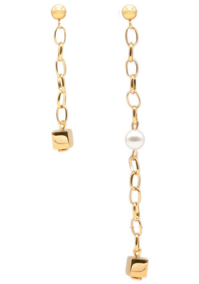Firetti Paar Ohrstecker Schmuck Geschenk Ohrschmuck Ohrhänger Würfel unterschiedlich lang, Made in Germany - mit Kristallperle Firetti Paar Ohrstecker Schmuck Geschenk Ohrschmuck Ohrhänger Würfel unterschiedlich lang, Made in Germany - mit Kristallperle von Firetti