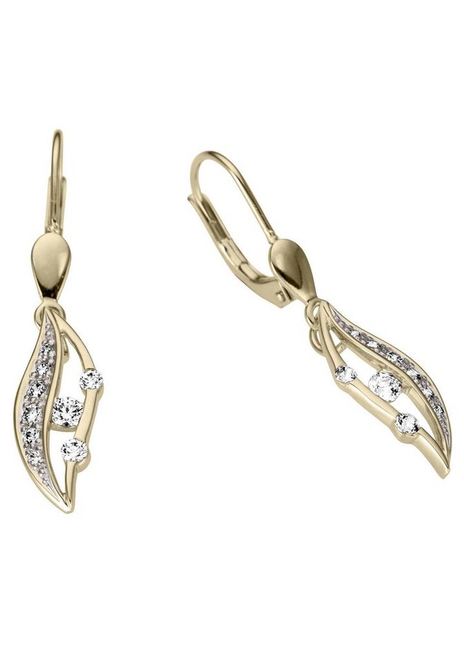 Firetti Paar Ohrhänger Schmuck Geschenk Gold 333 Ohrschmuck Patentbrisur, mit Zirkonia (synth) von Firetti