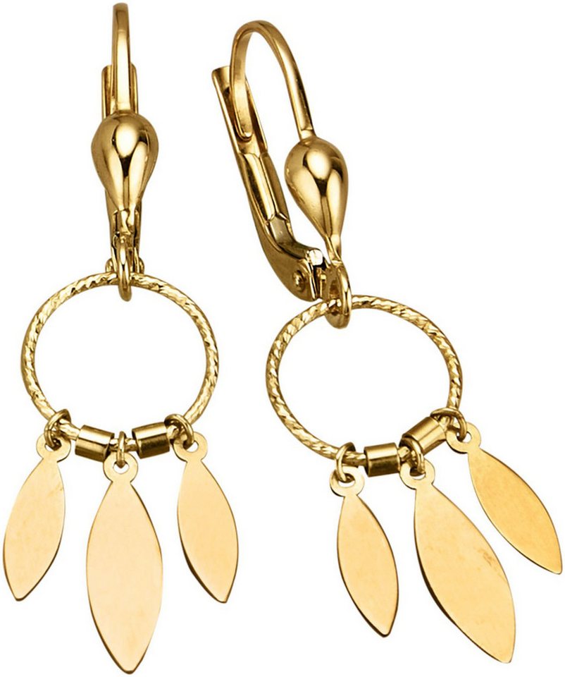 Firetti Paar Ohrhänger Schmuck Geschenk Gold 375 Ohrschmuck Ohrringe Federn von Firetti