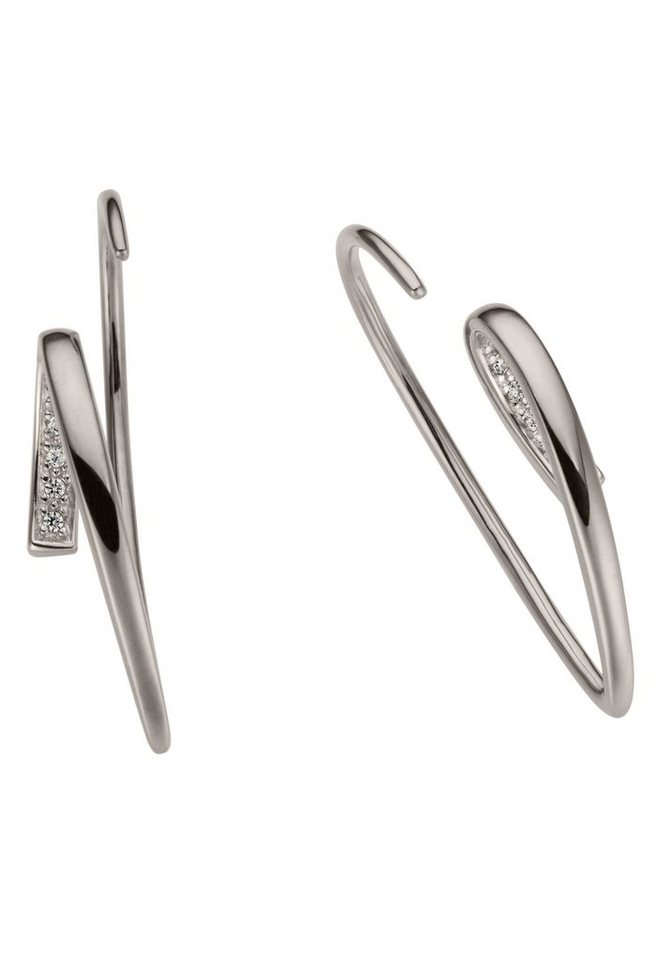 Firetti Paar Ohrhänger Schmuck Geschenk Gold 585 Ohrschmuck Ohrhaken Ohrringe Durchzieher, mit Brillant - Pavéfassung von Firetti